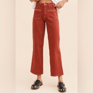 NWOT Anthropologie Seventy Mochi Patched Pocket Mabel Jeans - Red